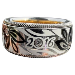 Wellendorff 2016 « Bague de l'année » Danke 104/216, or 18 carats, diamants, émail, 55, 7,5