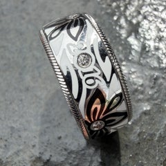 Wellendorff 2016 « Bague de l'année » Danke 104/216, or 18 carats, diamants, émail, 55, 7,5