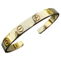 Cartier Love Cuff Bracelet 18k Yellow Gold sz 16 21.1g Retired Box Certificate