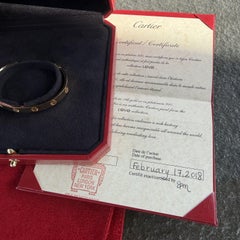 Cartier Love Cuff Bracelet 18k Yellow Gold sz 16 21.1g Retired Box Certificate