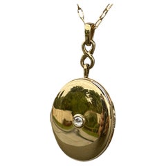 Monica Rich Kosann Infinity Diamond Oval Locket 18k Yellow gold 30" 13g 8875