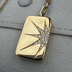 Monica Rich Rosann Sun and Star Locket 18k Yellow Gold 32" Chain 22.7g 10255