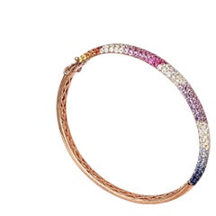 18K Rose Gold Sapphire & Diamond Pavé Bangle – 3.72ct Sapphires, 1.74ct Diamonds