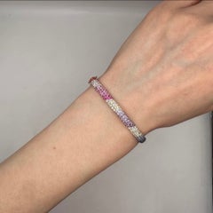 18K Rose Gold Sapphire & Diamond Pavé Bangle – 3.72ct Sapphires, 1.74ct Diamonds