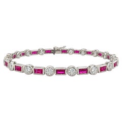 18K White Gold 1.90 Ct Diamond & 2.18 Ct Ruby Bracelet