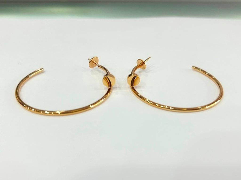Cartier 18K Rose Gold Juste Un Clou Hoop Earrings Large Model W/Box Pour femmes en vente