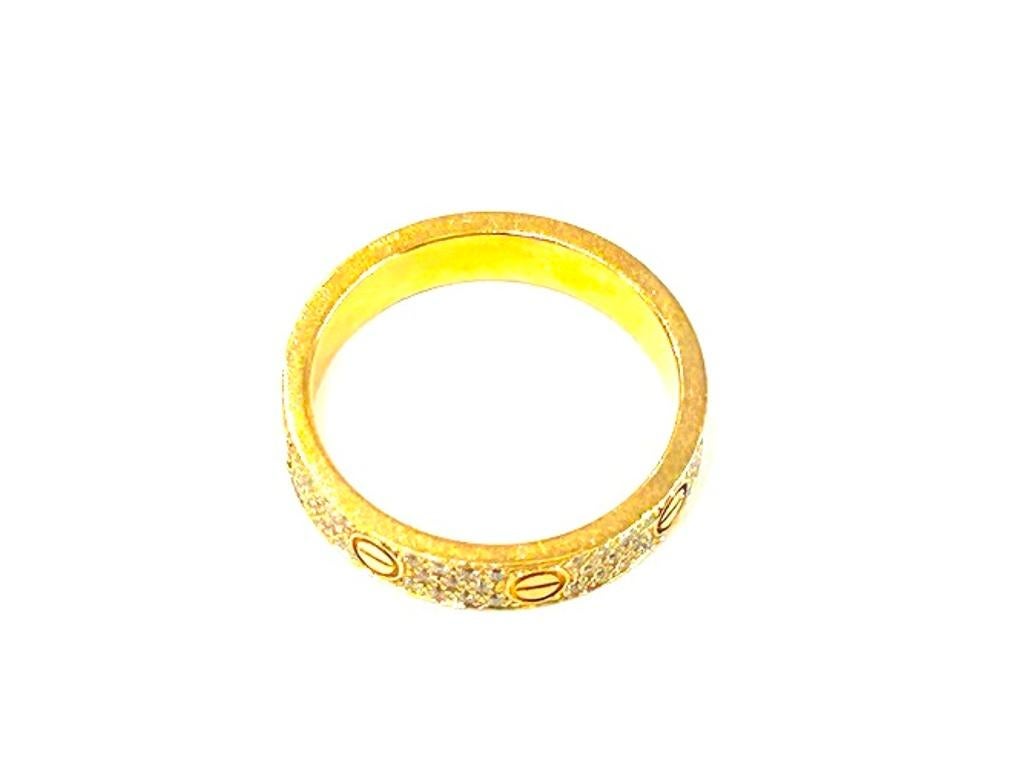 da uomo o donna Cartier, Fede d'amore in oro giallo 18 carati con pavé di diamanti 0,31 carati Scatola e documenti in vendita