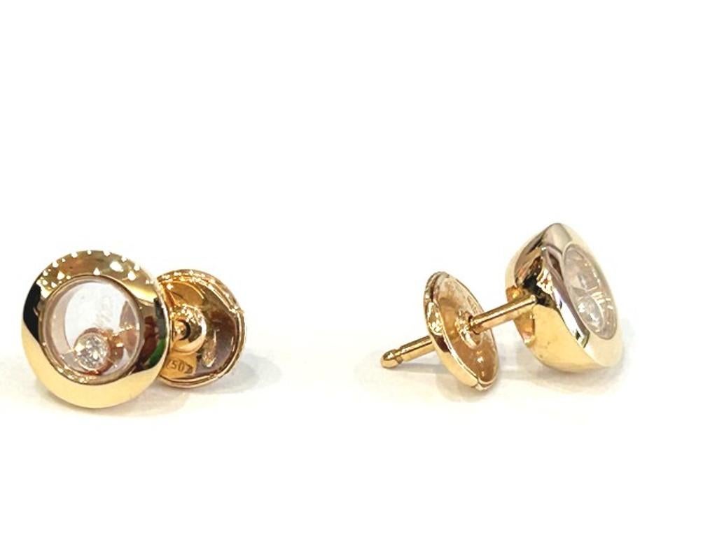 Chopard Orecchini di diamanti etici Happy Diamonds Icone in oro rosa 18K 0,10Con. B.P. B. & A. In condizioni buone in vendita a Beverly Hills, CA
