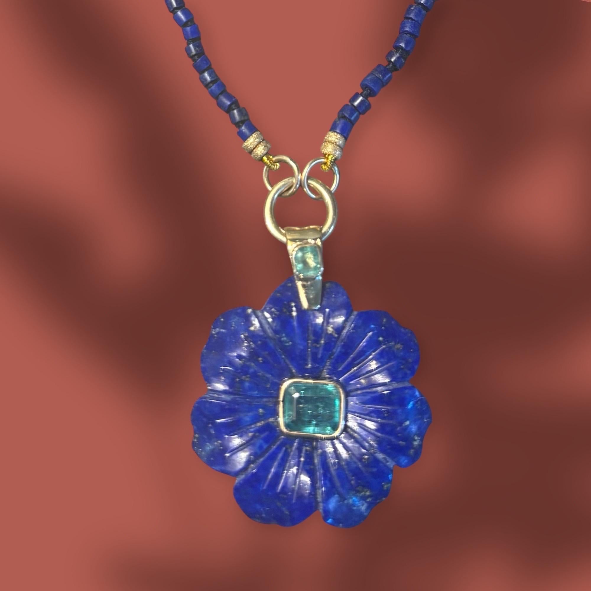 COLLANA FLORA, lapis, smeraldi e oro 14k in vendita 5