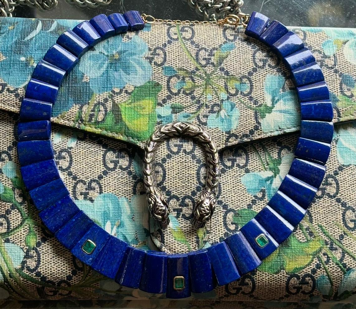 Collana con collare di lapis e smeraldo in vendita 6