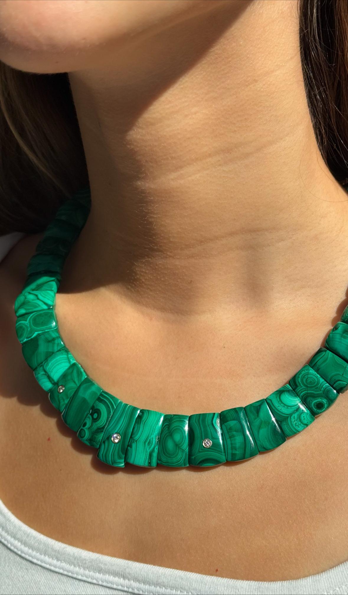 La collana CLEOPATRA // malachite e diamanti in vendita 5