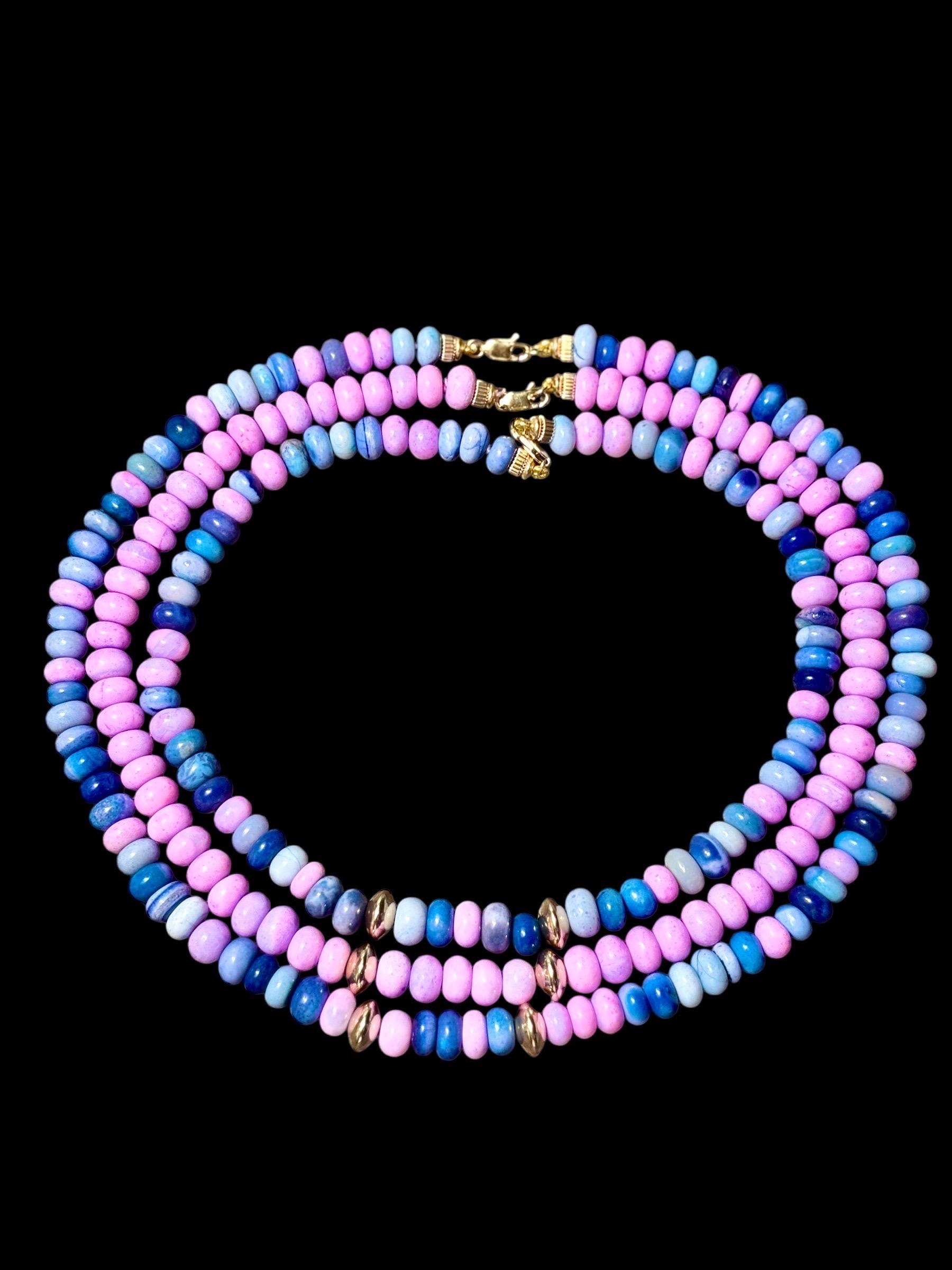 Collier trois brins en Opale Candy avec perles en or 14k en vente 6