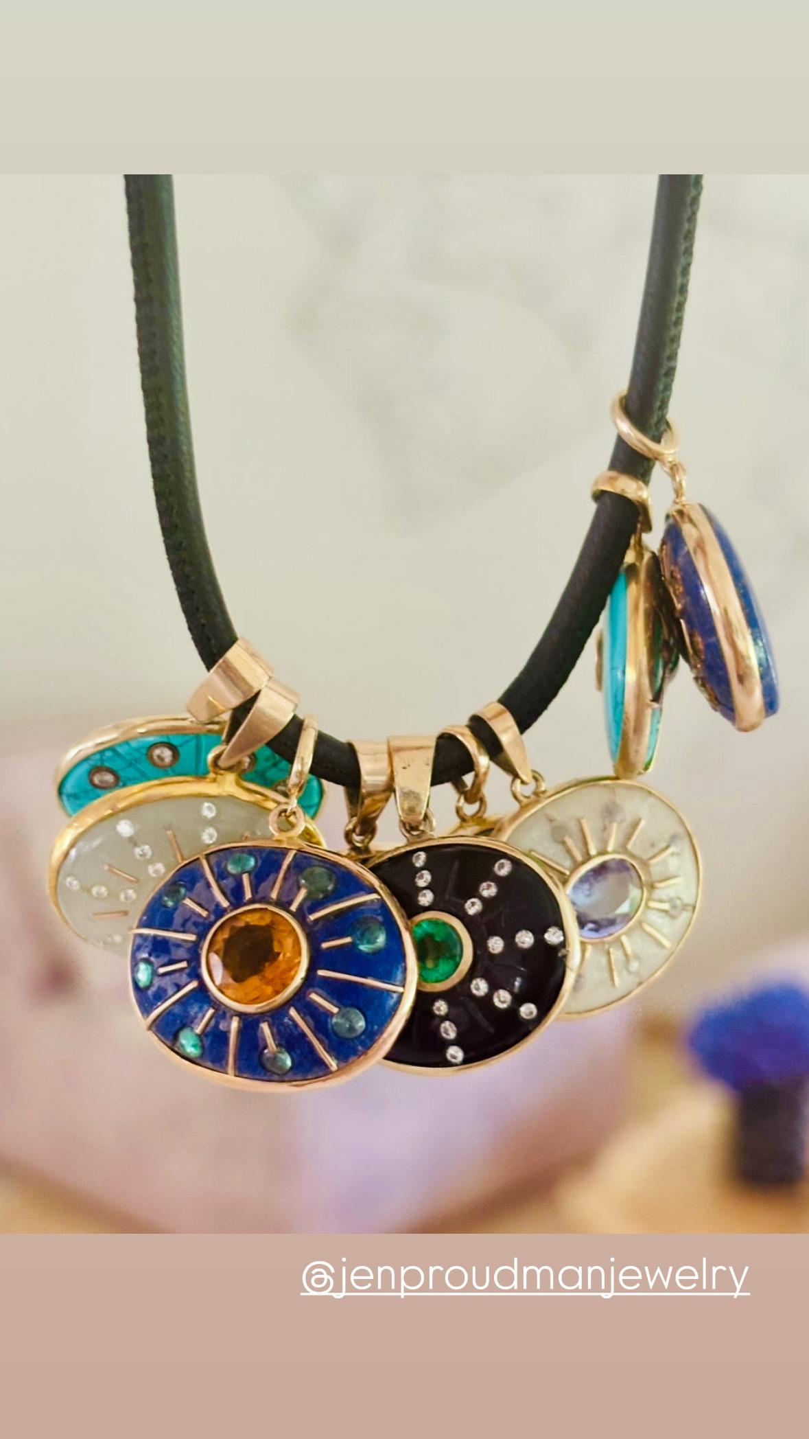 Ciondolo SOL, pietra di luna, tanzanite e oro 14k in vendita 9
