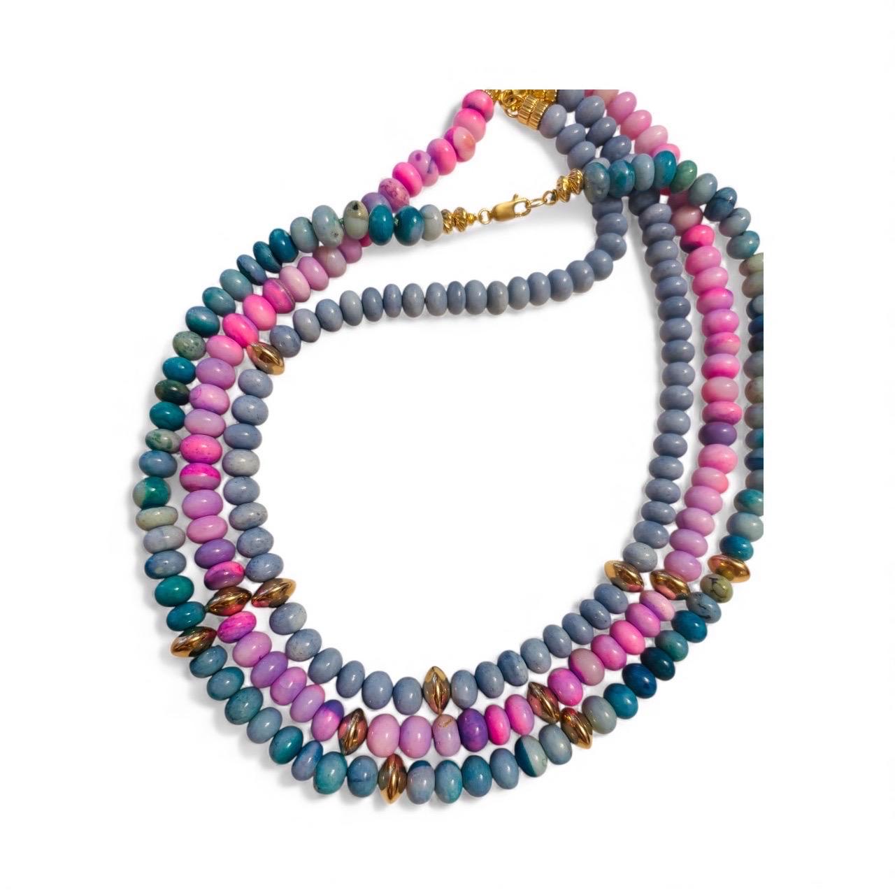 Collana in oro 14k e opale blu in vendita 4