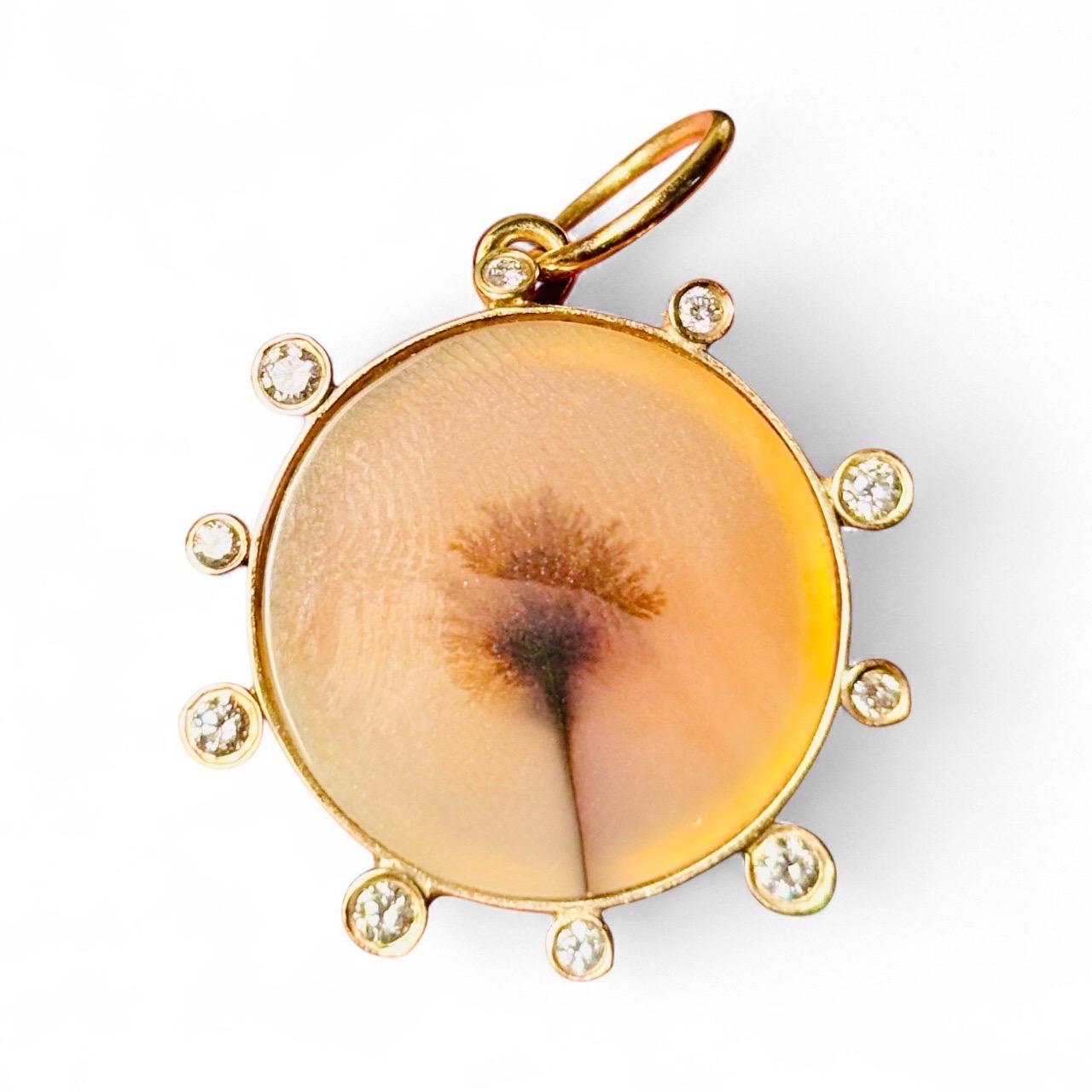 Ciondolo di AGATA DENDRITICA, con diamanti e oro 14k, WISHES in vendita 11