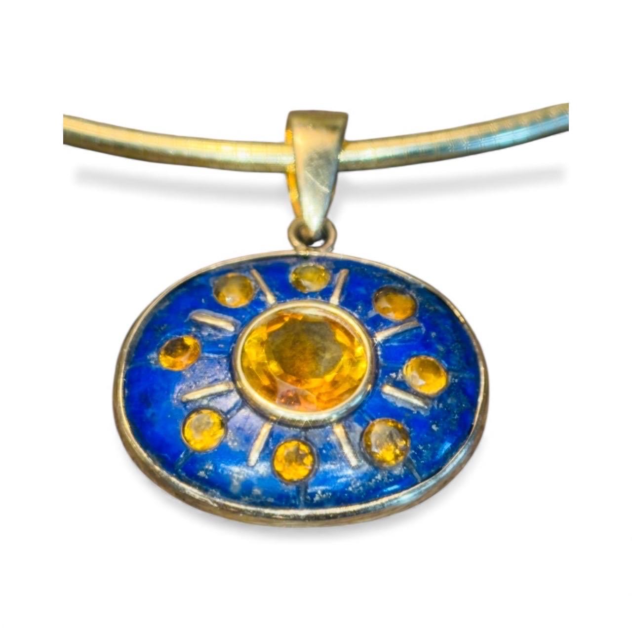 SOL-Anhänger, Lapis, mit Zitrinen und 14k Gold im Zustand „Neu“ im Angebot in New York, NY