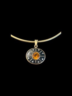 SOL Pendant, Black Onyx, Madeira Citrine, Diamonds & 14k Gold