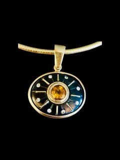 SOL Pendant, 14k Gold, Black Onyx, Diamonds & Citrine