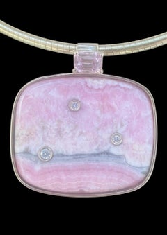Rhodochrosite Pendant with Pink Spinel & Diamonds
