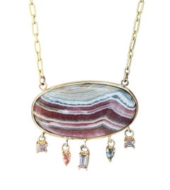 Rhodochrosite & Spinel Necklace with 14k Gold Chain