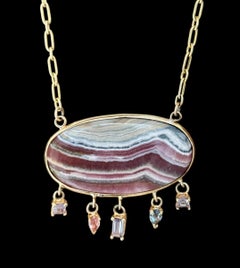 Rhodochrosite & Spinel Necklace with 14k Gold Chain