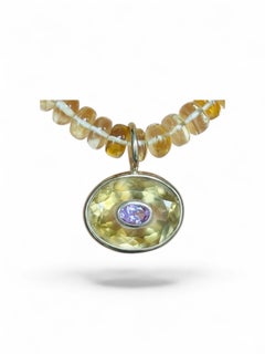 14k Gold DISCO Pendant, with Citrine & Pink Sapphire