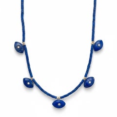 EVIL EYES Necklace with Lapis, Diamonds, Emeralds & 14k Gold