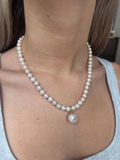 Zuchtperlenkette mit Tahiti-Perle, Champagner-Diamant und 14k Gold