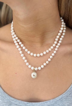 Cultured Pearl Necklace with Tahitian Pearl, Champagne Diamond & 14k Gold