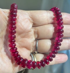 Epic Ruby Rondelle Beaded Necklace with 14k Gold, 16-18"