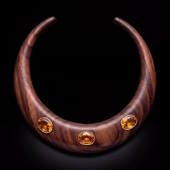Collana con collare in Wood Wood con Citrini di Madeira e oro 14k