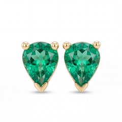 Tsavorite Pear Drop Stud Earrings with 14k Gold
