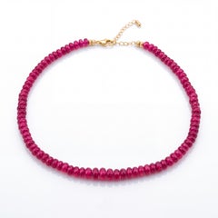 Epic Ruby Rondelle Beaded Necklace with 14k Gold, 16-18"
