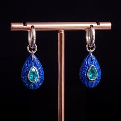 FLORA Earrings: Lapis, Emeralds, Diamonds & 14k Gold Hoops