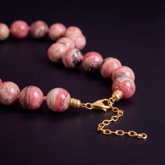 Rhodochrosite Ball Necklace by Jen Proudman, 14k Gold, Unisex, New