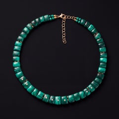 Collier CLEO, malachite, diamants et or 14k