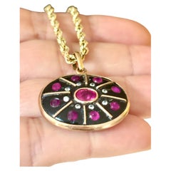 SOL PENDANT, Black Onyx, Rubies, Diamonds & 14k Gold