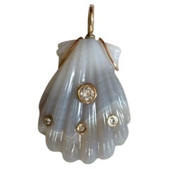 LAGUNA AGATE SHELL PENDANT avec diamants et or 14k