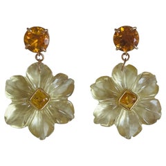 FLORA Earrings, Lemon Quartz, Citrine & 14k Gold