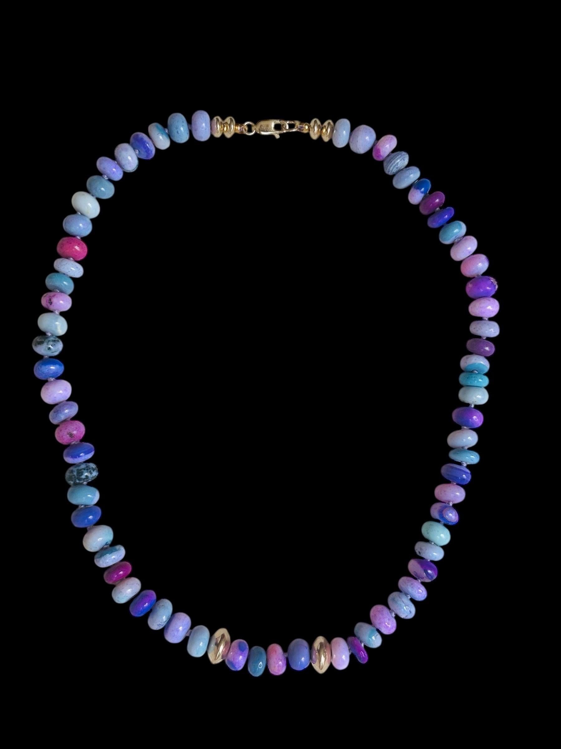 COLLANA IN OPALE CANDITO E ORO 14K in vendita 7