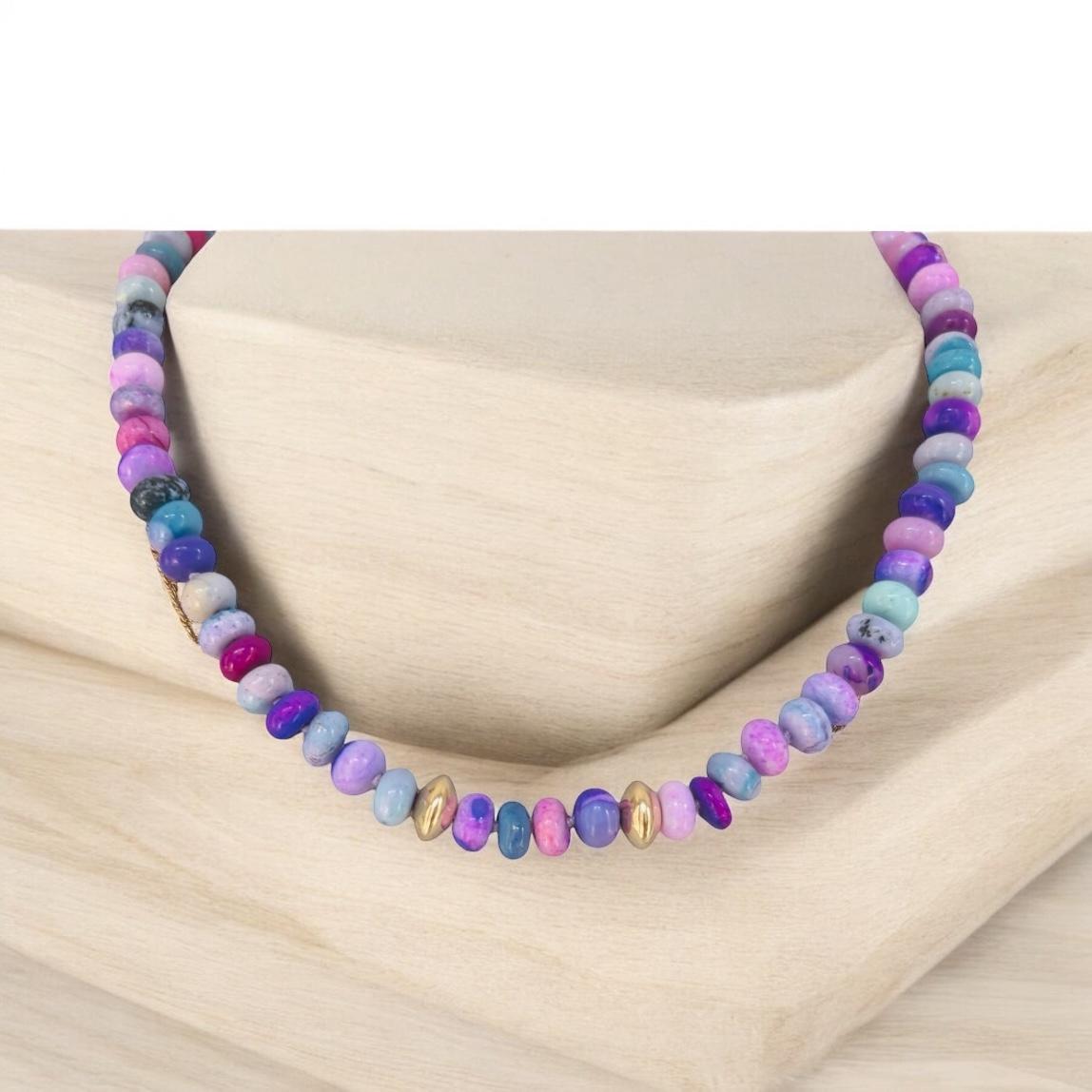 COLLANA IN OPALE CANDITO E ORO 14K in vendita 4