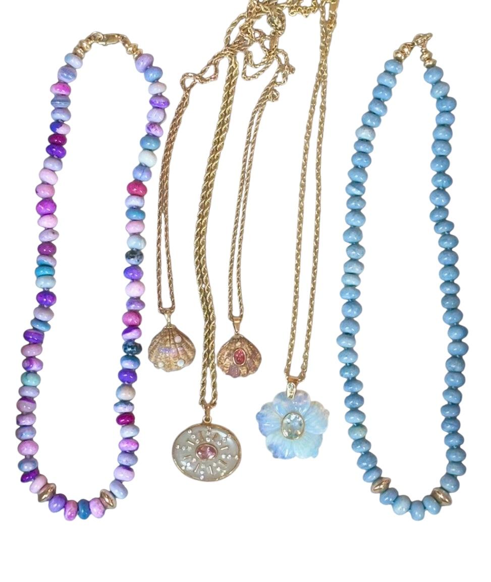 da uomo o donna COLLANA IN OPALE CANDITO E ORO 14K in vendita