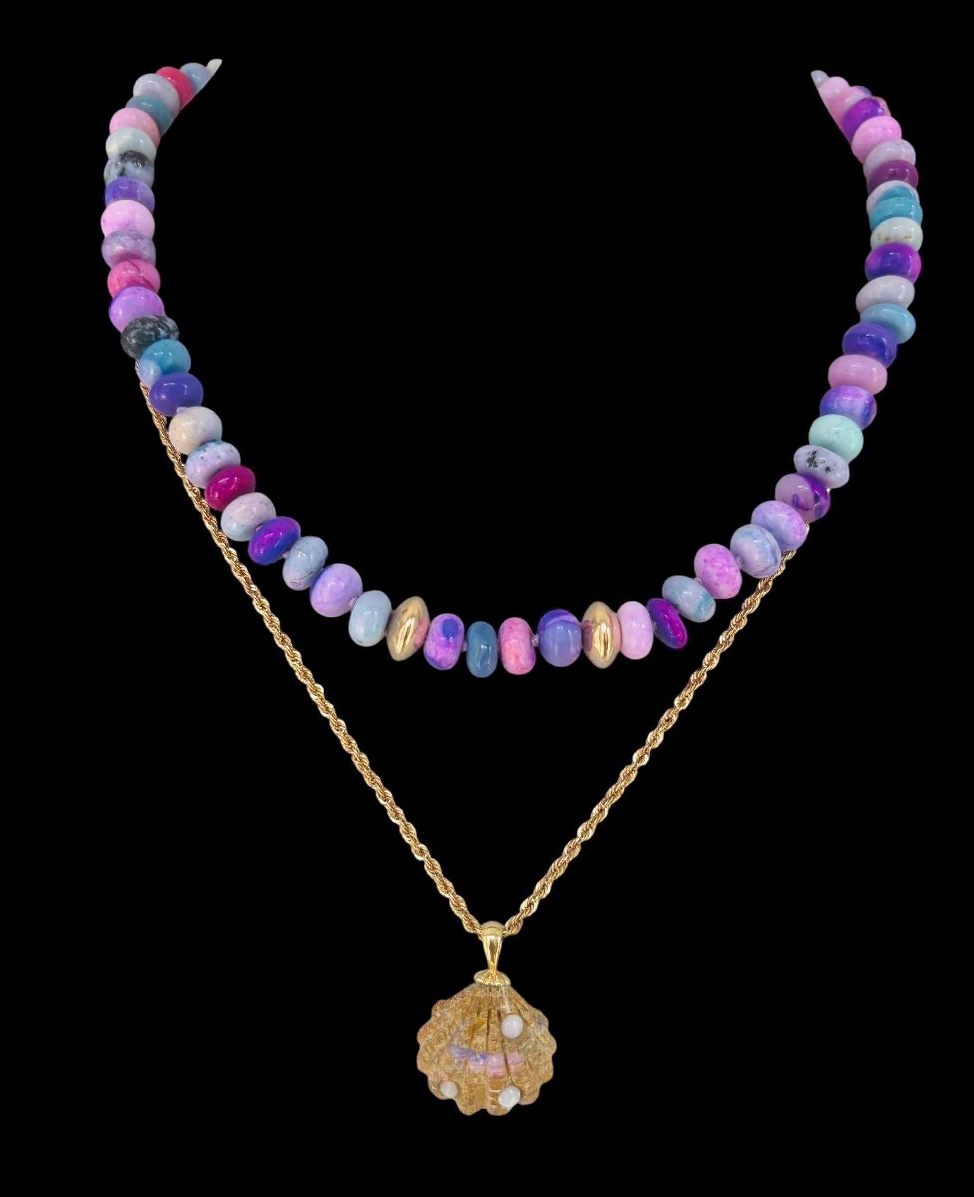 COLLANA IN OPALE CANDITO E ORO 14K in vendita 3