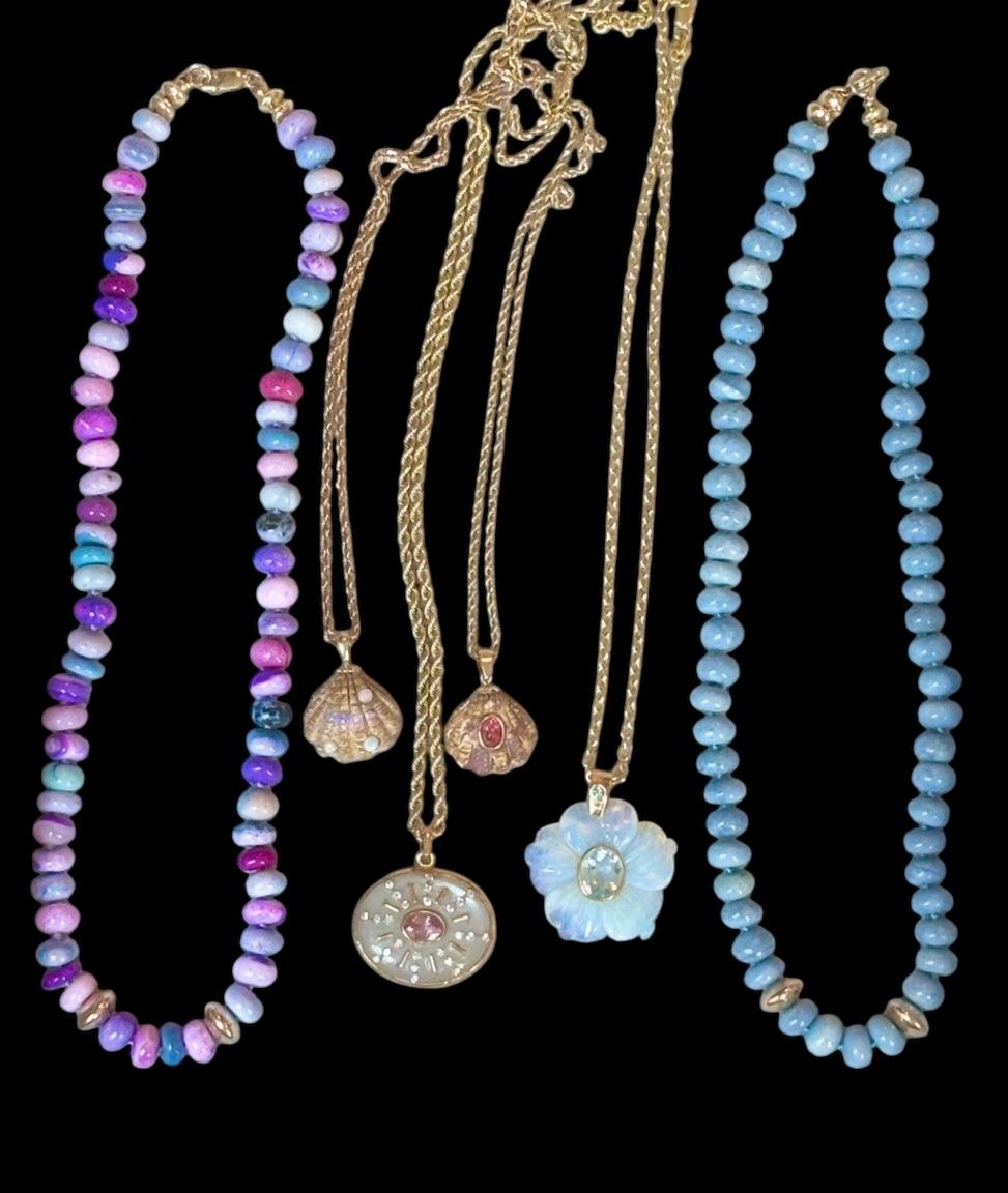 COLLANA DI OPALE BLU DELL'OREGON con ORO 14k In condizioni Nuovo in vendita a New York, NY