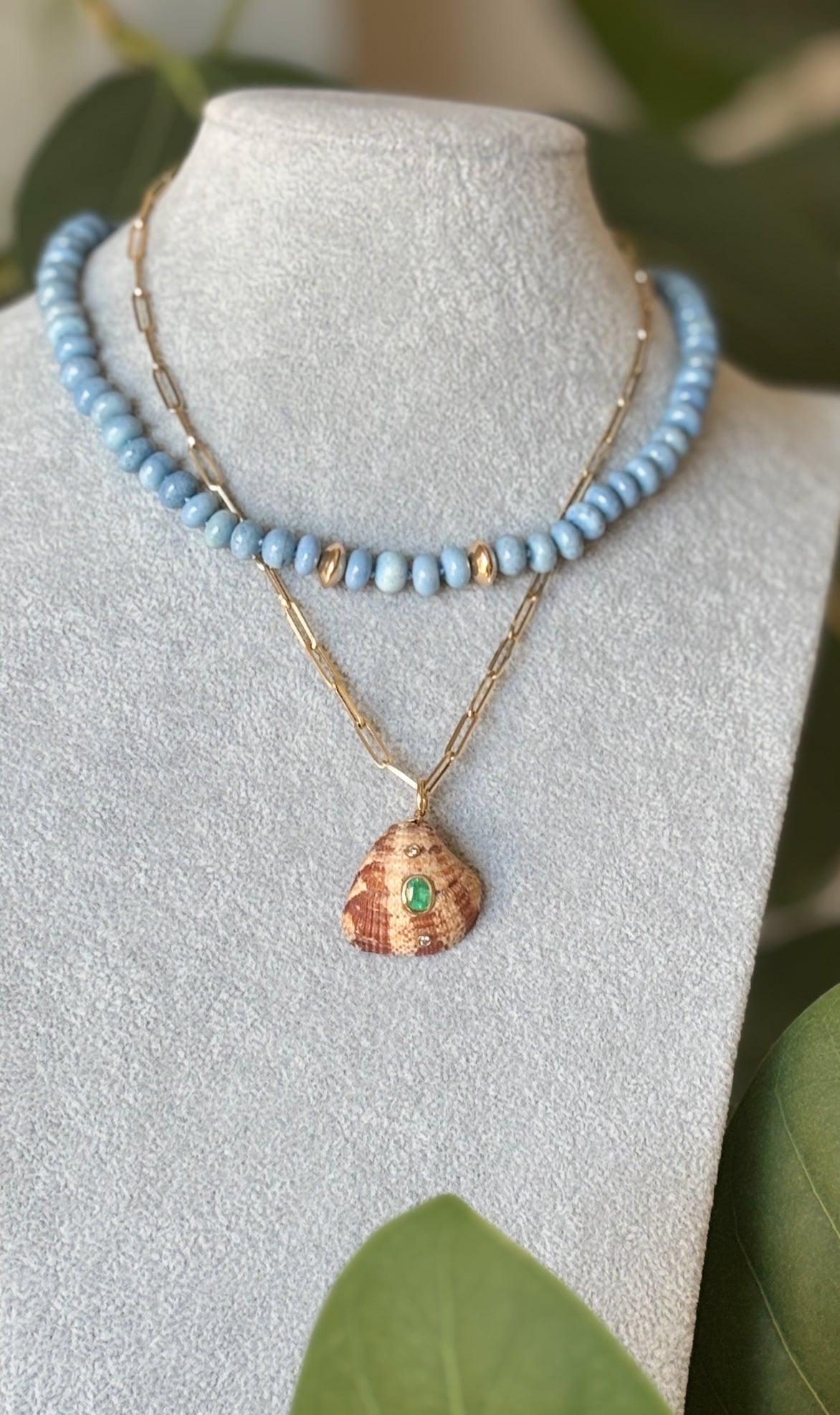 Perlina COLLANA DI OPALE BLU DELL'OREGON con ORO 14k in vendita