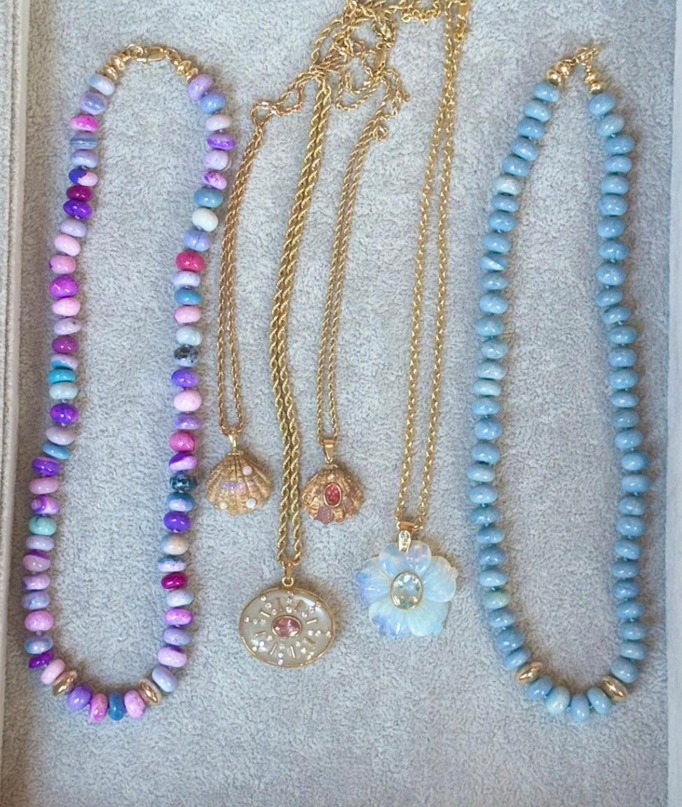 COLLANA DI OPALE BLU DELL'OREGON con ORO 14k in vendita 1