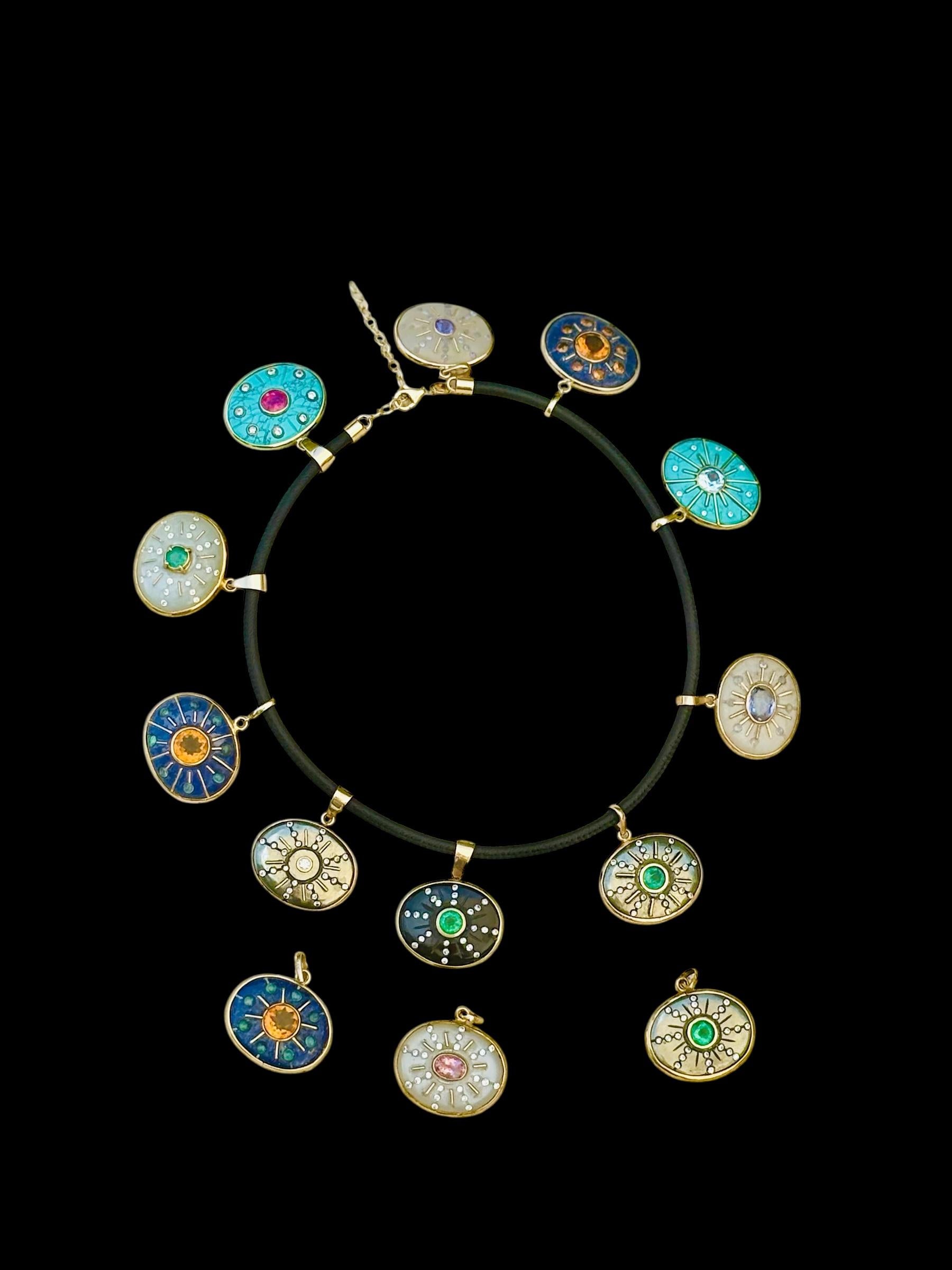 da uomo o donna Ciondolo SOL, Lapis, con Citrini e Oro 14k in vendita