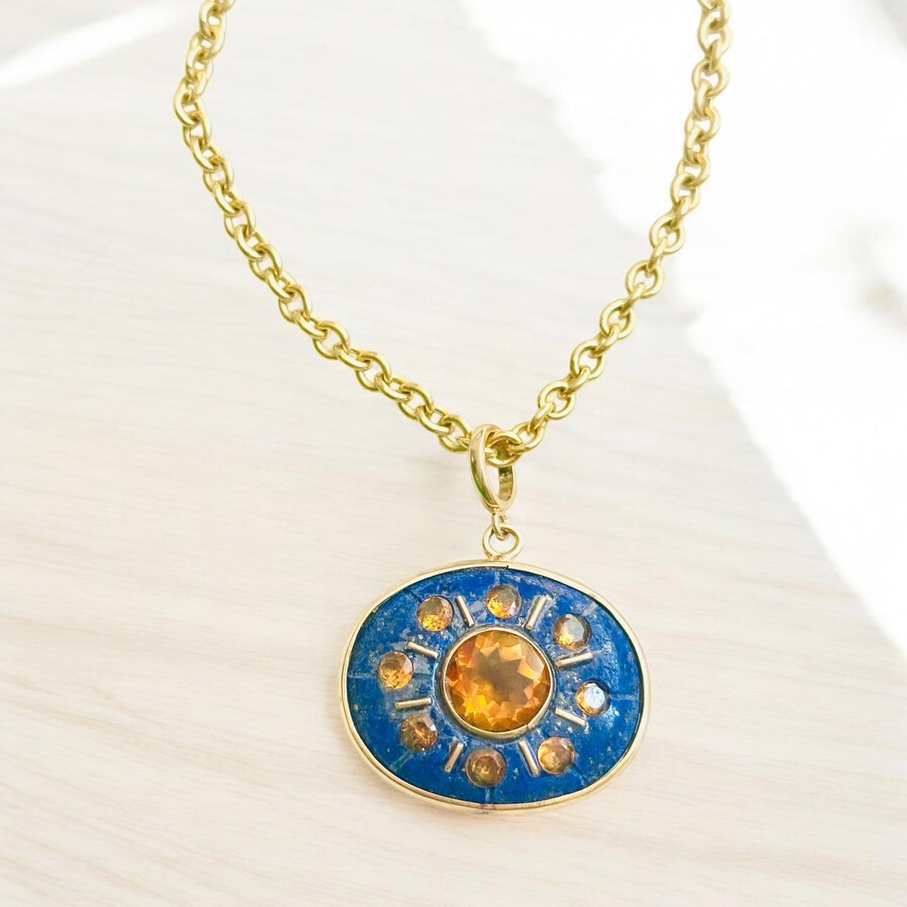 Ciondolo SOL, Lapis, con Citrini e Oro 14k In condizioni Nuovo in vendita a New York, NY