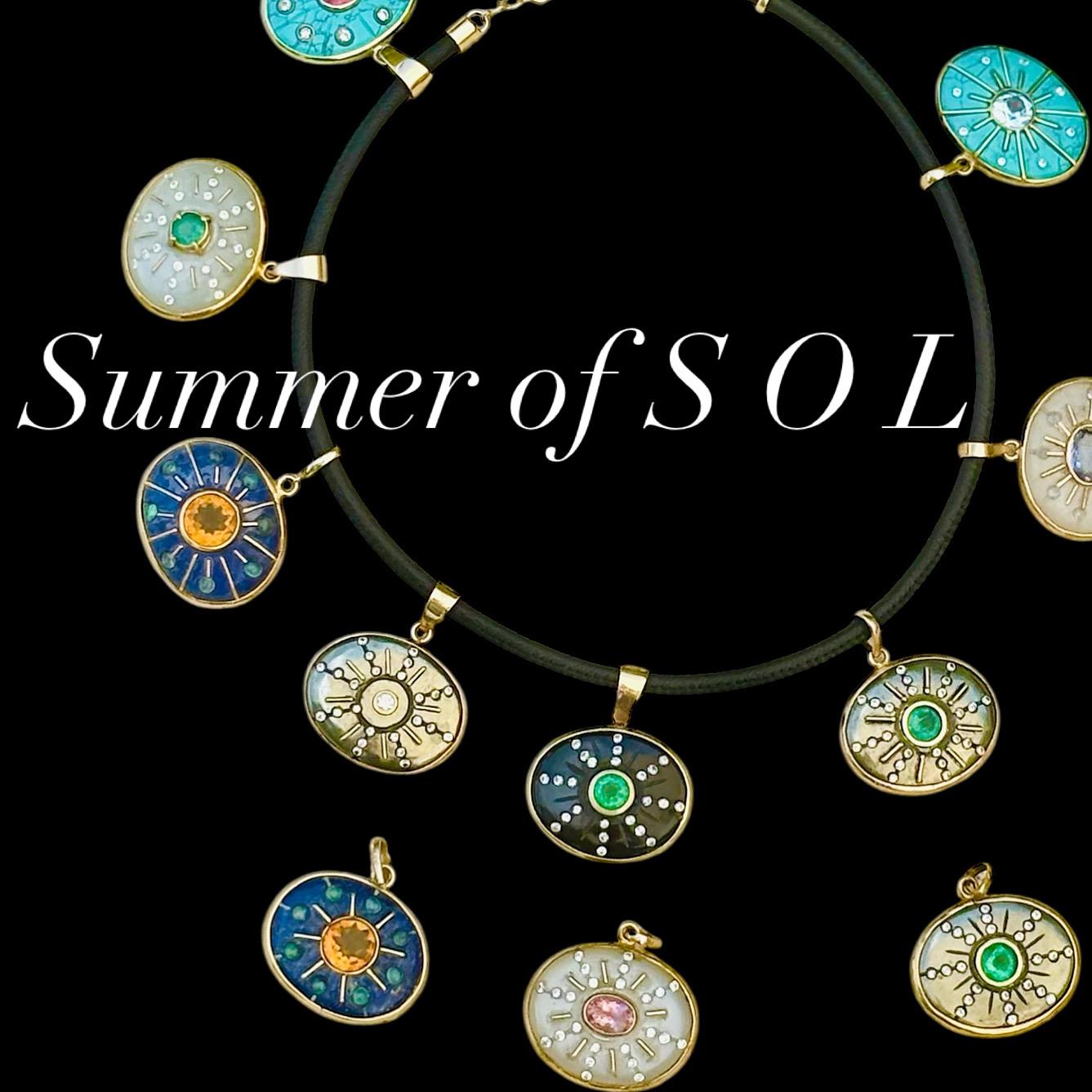 Ciondolo SOL, Lapis, con Citrini e Oro 14k in vendita 3