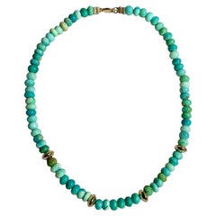 Grüner Opal und  Gold-Halskette